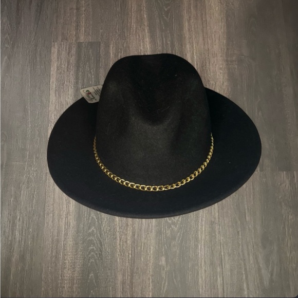 Gelso Bianco Black Wide Brim Fedora Hat Made in Italy NWT - Picture 2 of 3